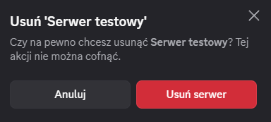 usun serwer testowy